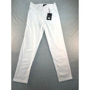 Gingtto Mens Slim Fit Chino Pants White Elastic Waist 30W 28L zm3529 NWT